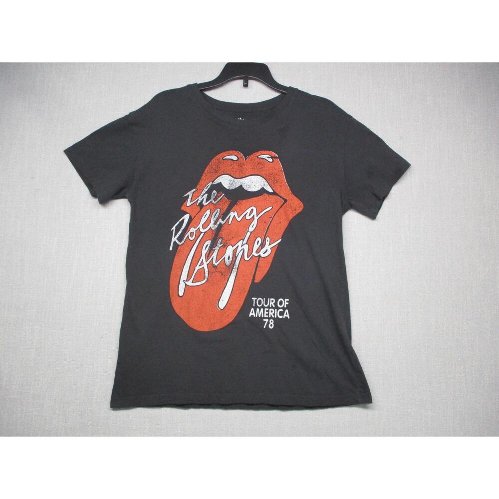 The Rolling Stones Black Iconic Retro Graphic Band‎ Tee Women Size Small